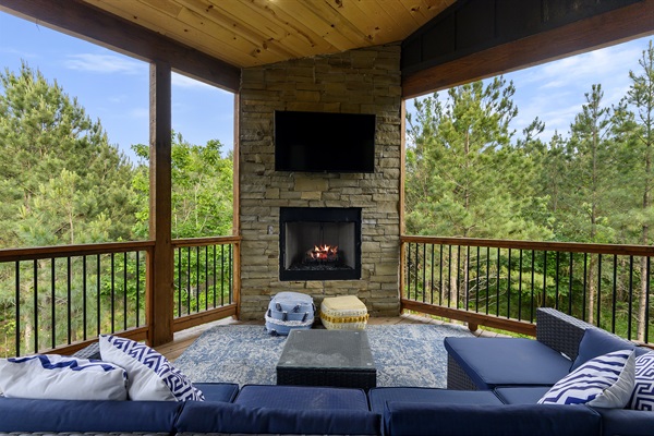 Lounge by the fire as you enjoy a late-night movie or the big game