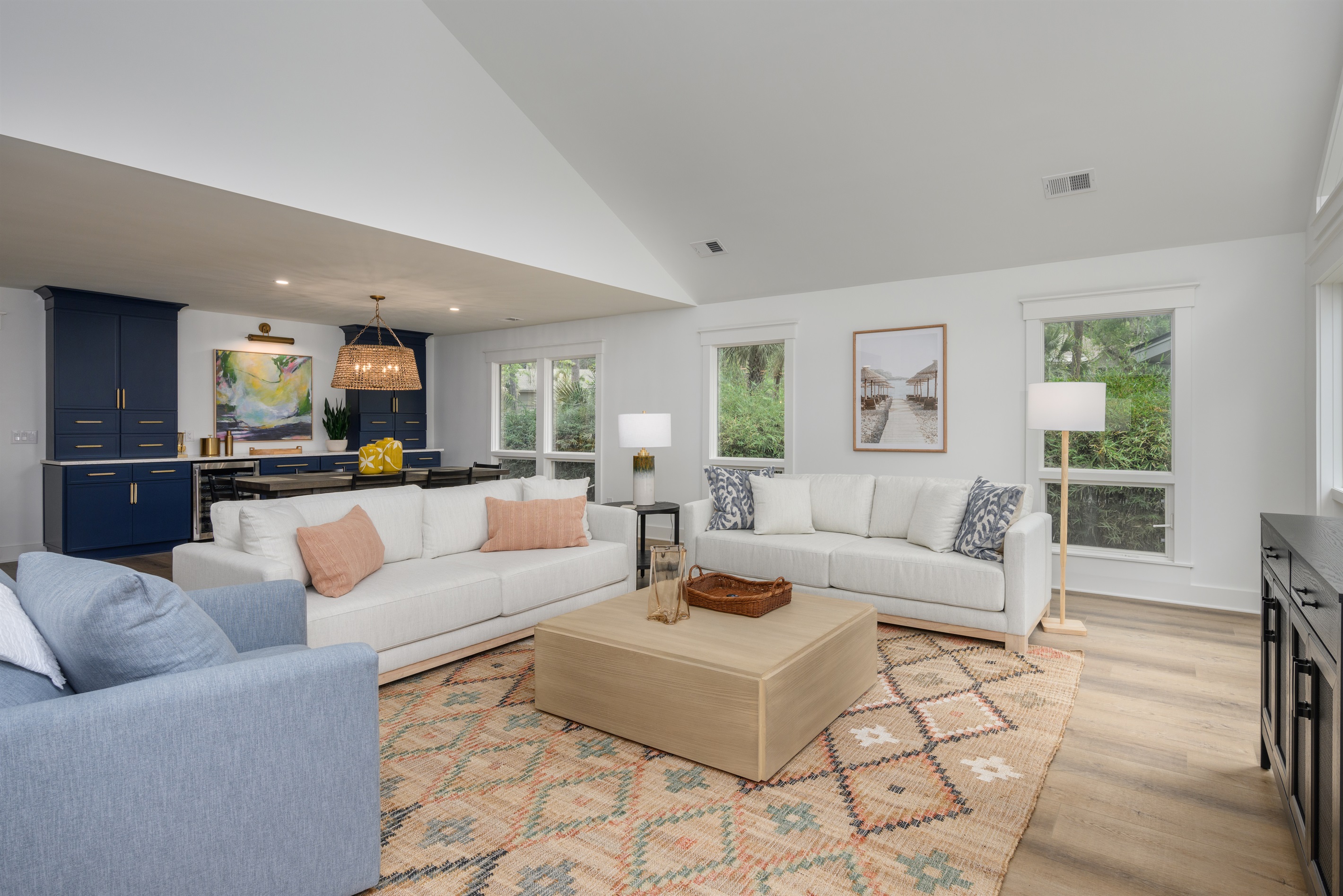 View of family room to dining area
