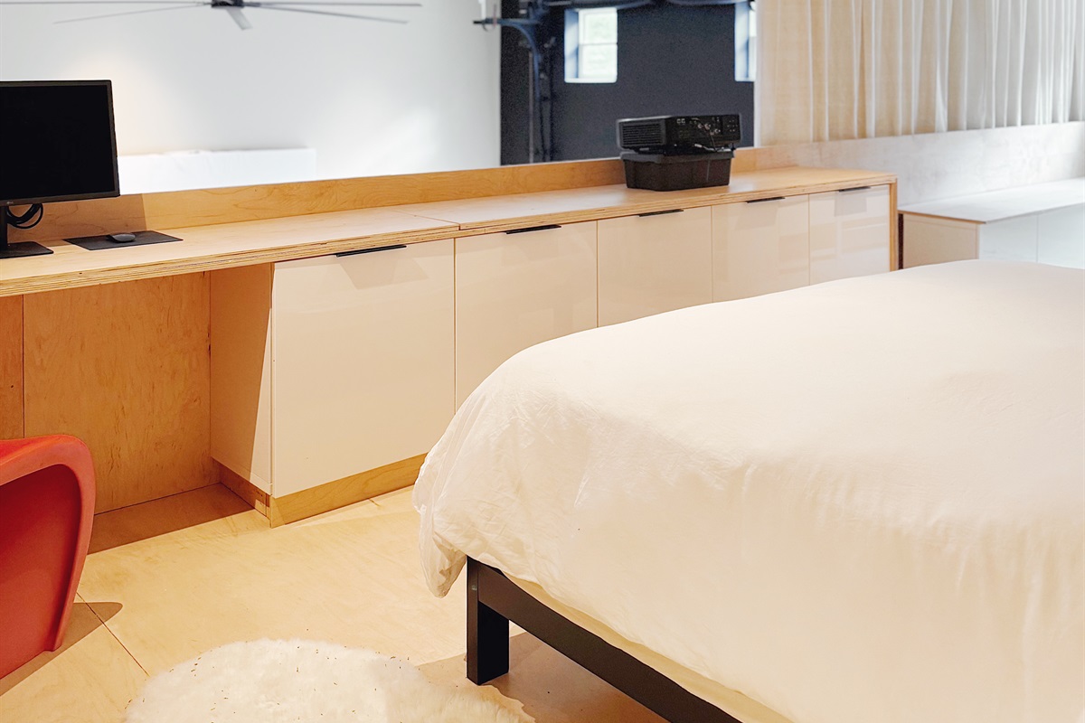 Upstairs bedroom with king sized bed.
