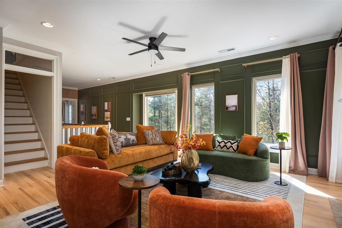 Connected living space with natural flow between rooms - designed for both conversation and downtime