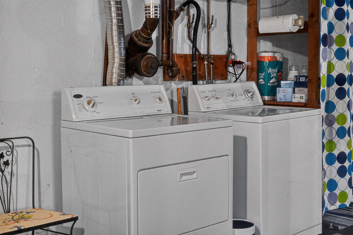 A convenient basement laundry area designed to make your stay easier and more comfortable.