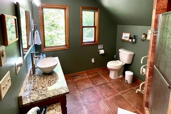 Spacious bathroom marble vanity top
