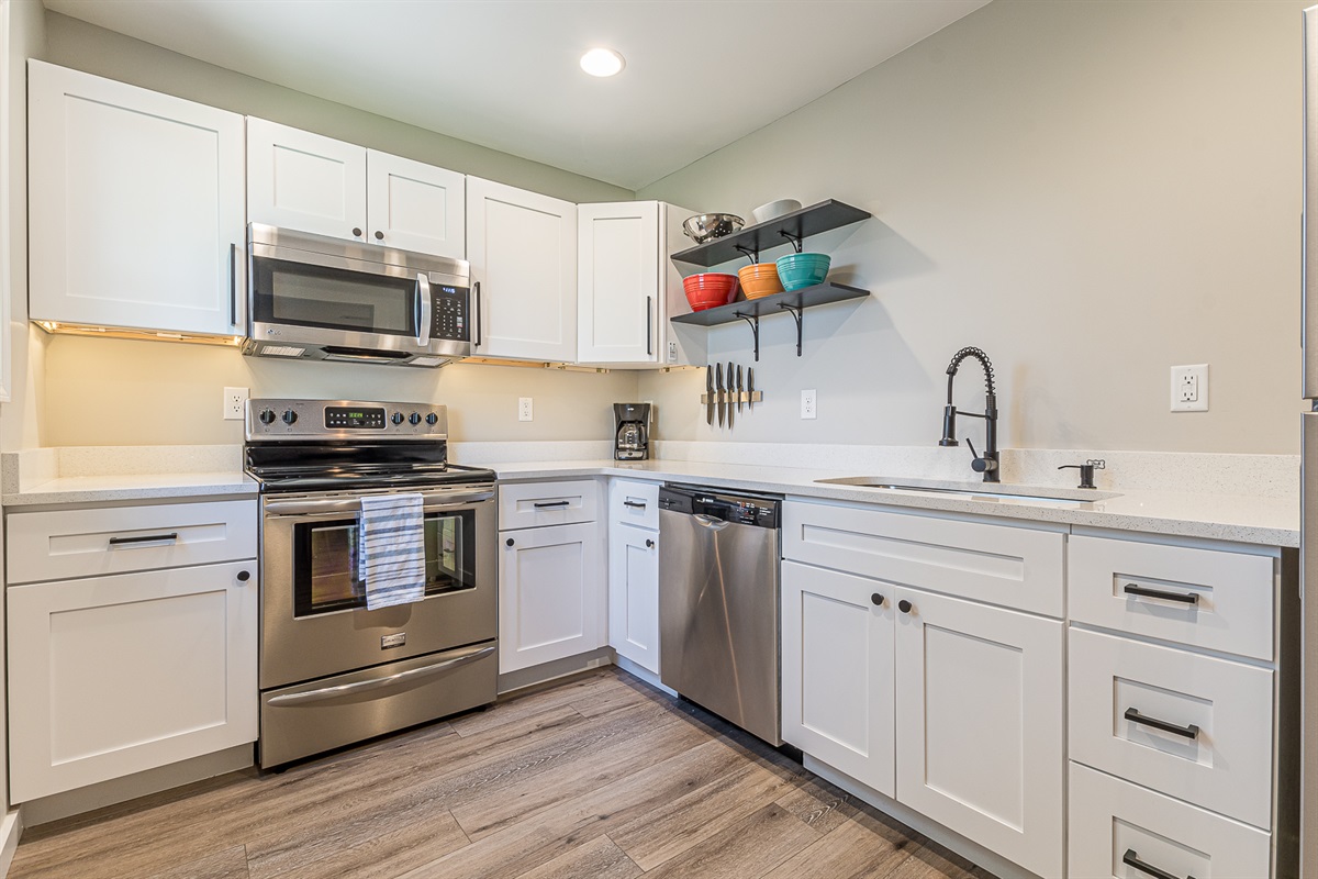 Prepare a tasty meal in the quartz kitchen
