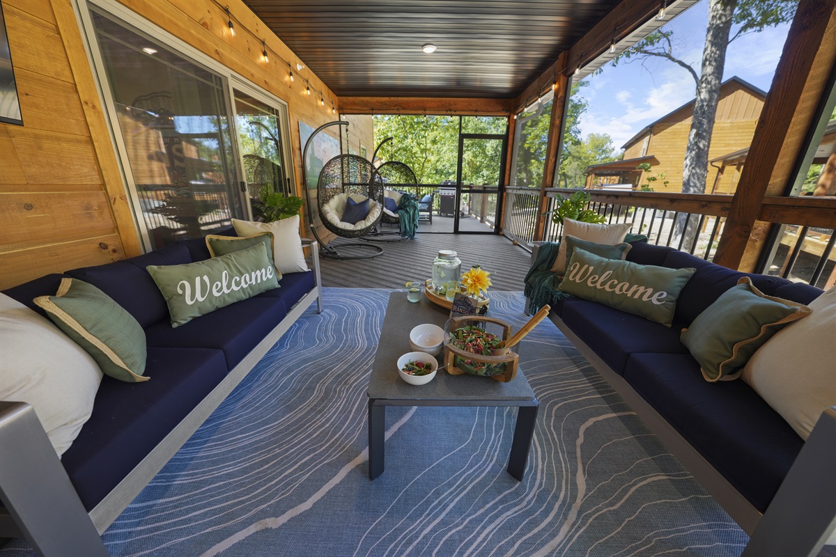 Lots of comfy seating out on the deck