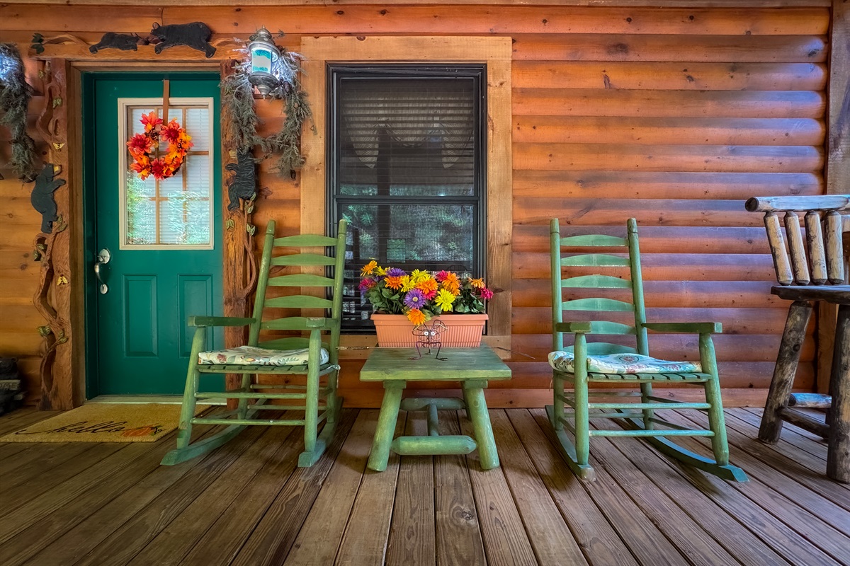 Sittin' on the front porch is a traditional Southern past-time and there is no better place to do it than our secluded mountain cabin with forest views!