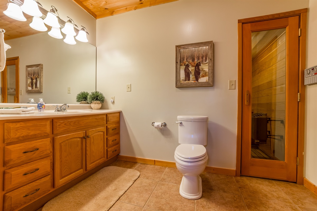 Basement Full Bath with Sauna