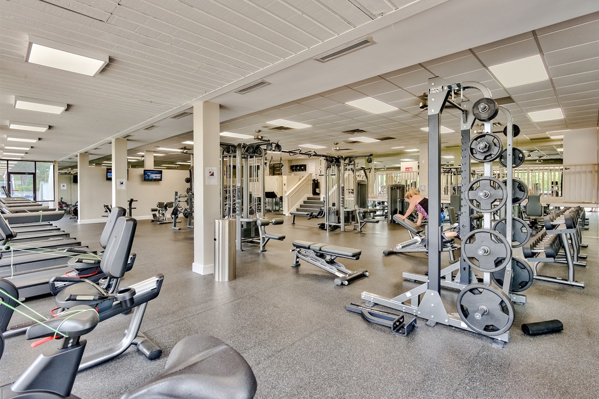 The Tops'l Fitness Center has everything - cardio machines, free weights, and weight machines!