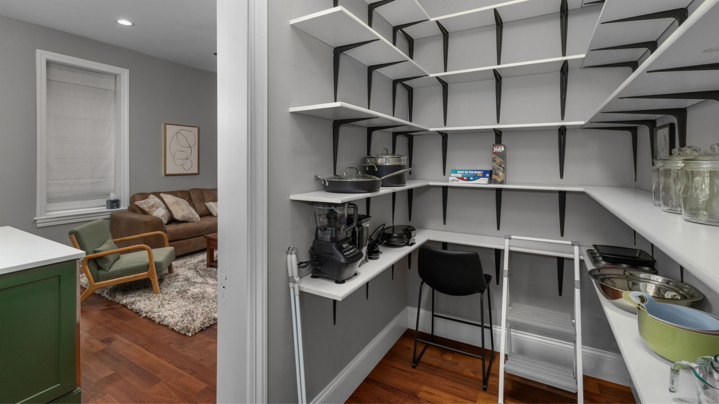 Check out the walk-in pantry for additional supplies, games, and spare beach towels (not all pictured here).