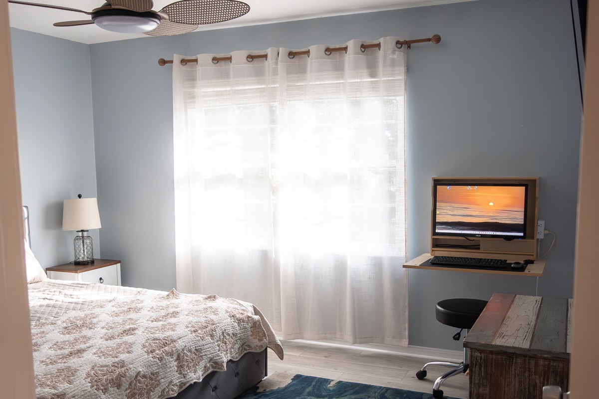 Large King size bed with a work station,