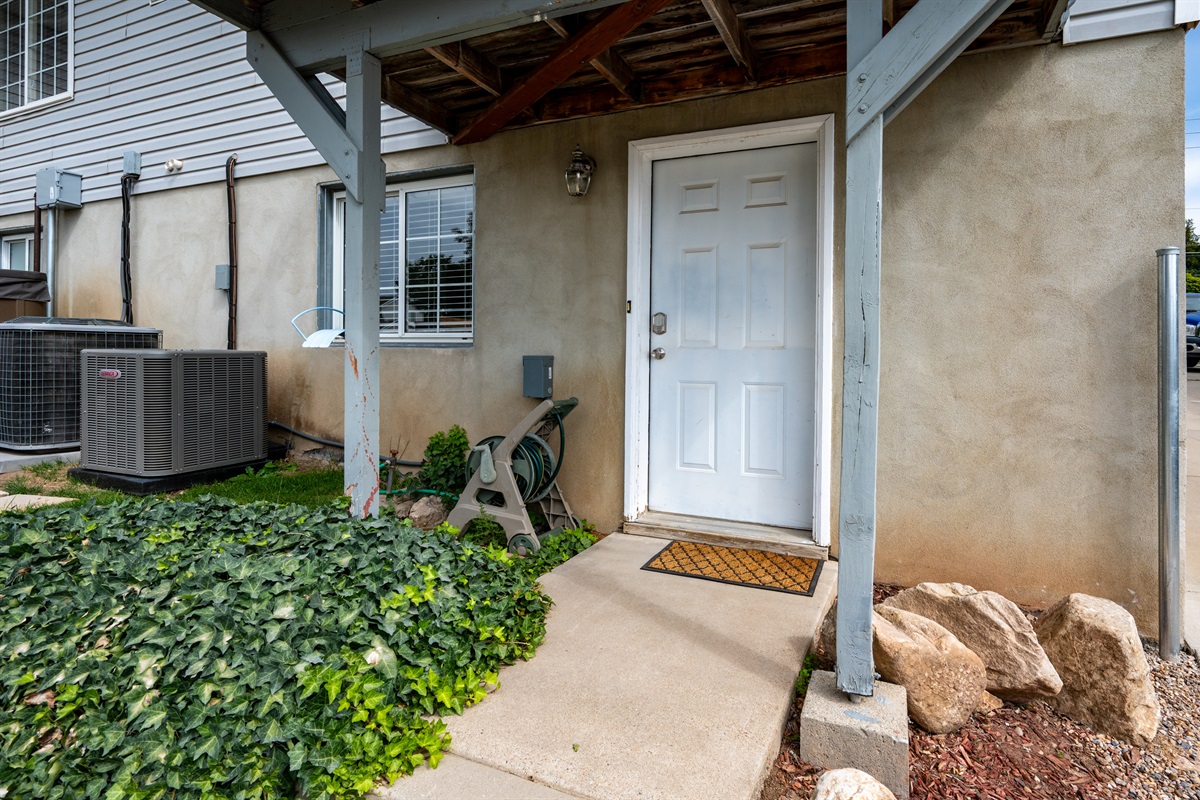 Private hot tub with easy access from both the main level and studio entrance.