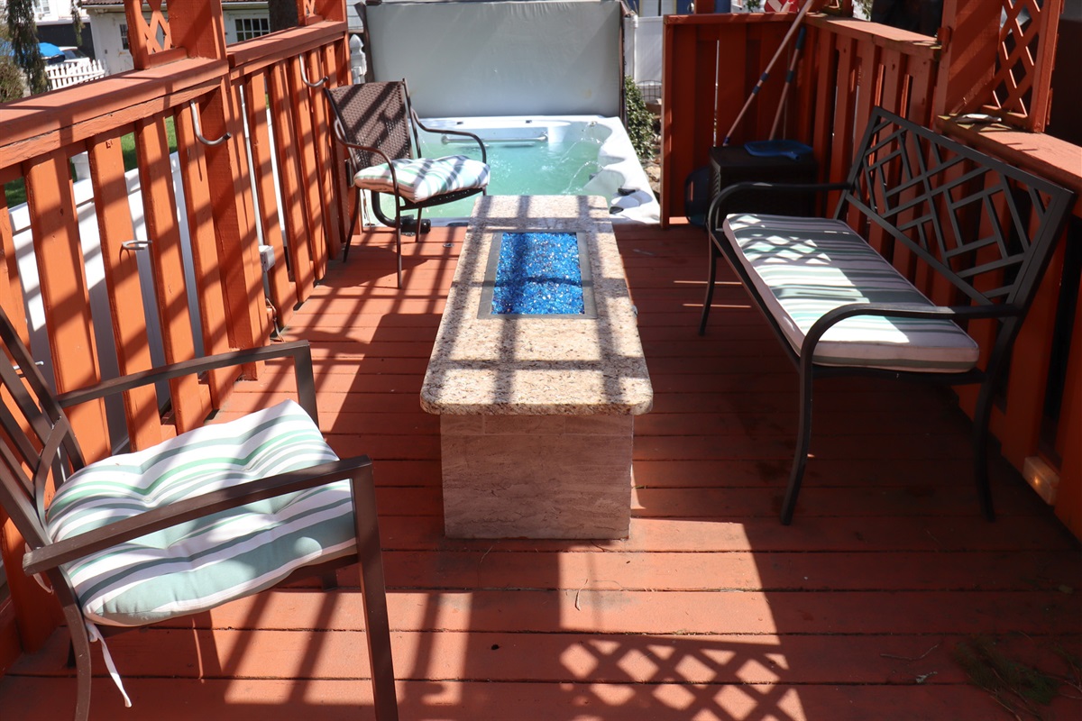 fire pit and jacuzzi