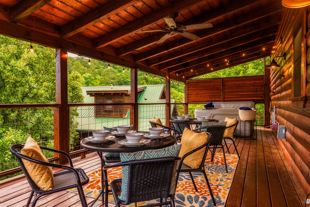 Enjoy meals outside or just hanging out with friends and family on the deck. Hot tub is right here too!
