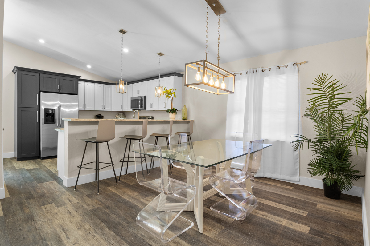 Dining room located near the kitchen.