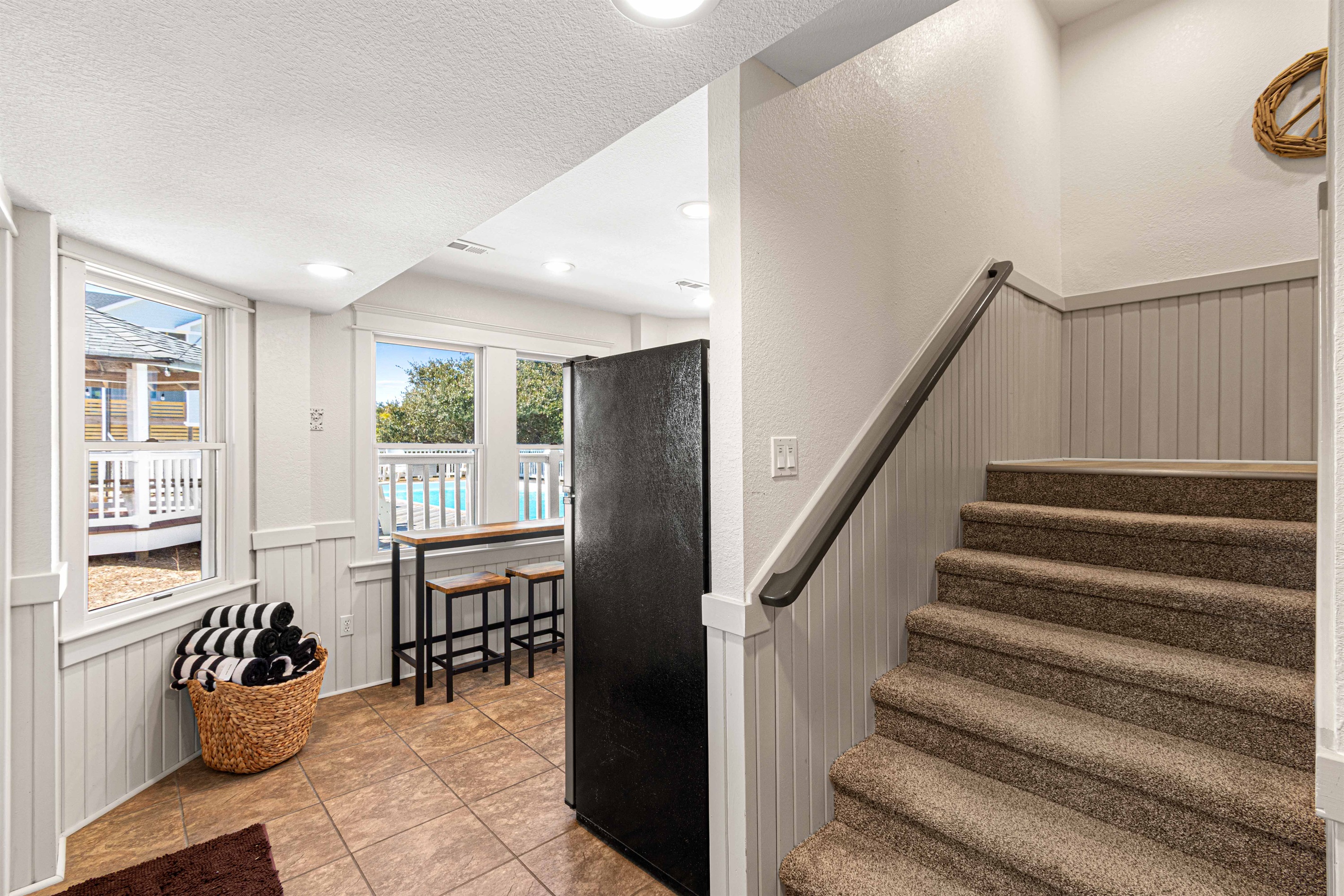 1st floor kitchenette conveniently located by pool and the back deck