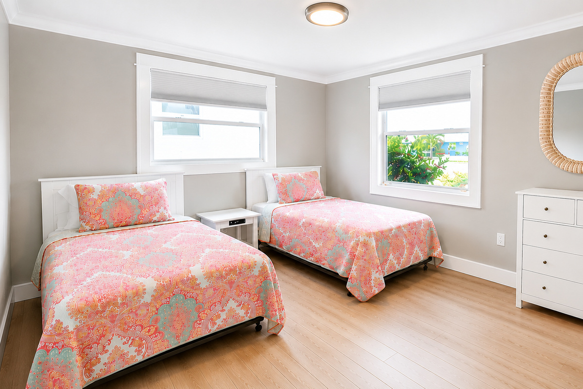 Bright and Airy Bedroom with Twin Beds