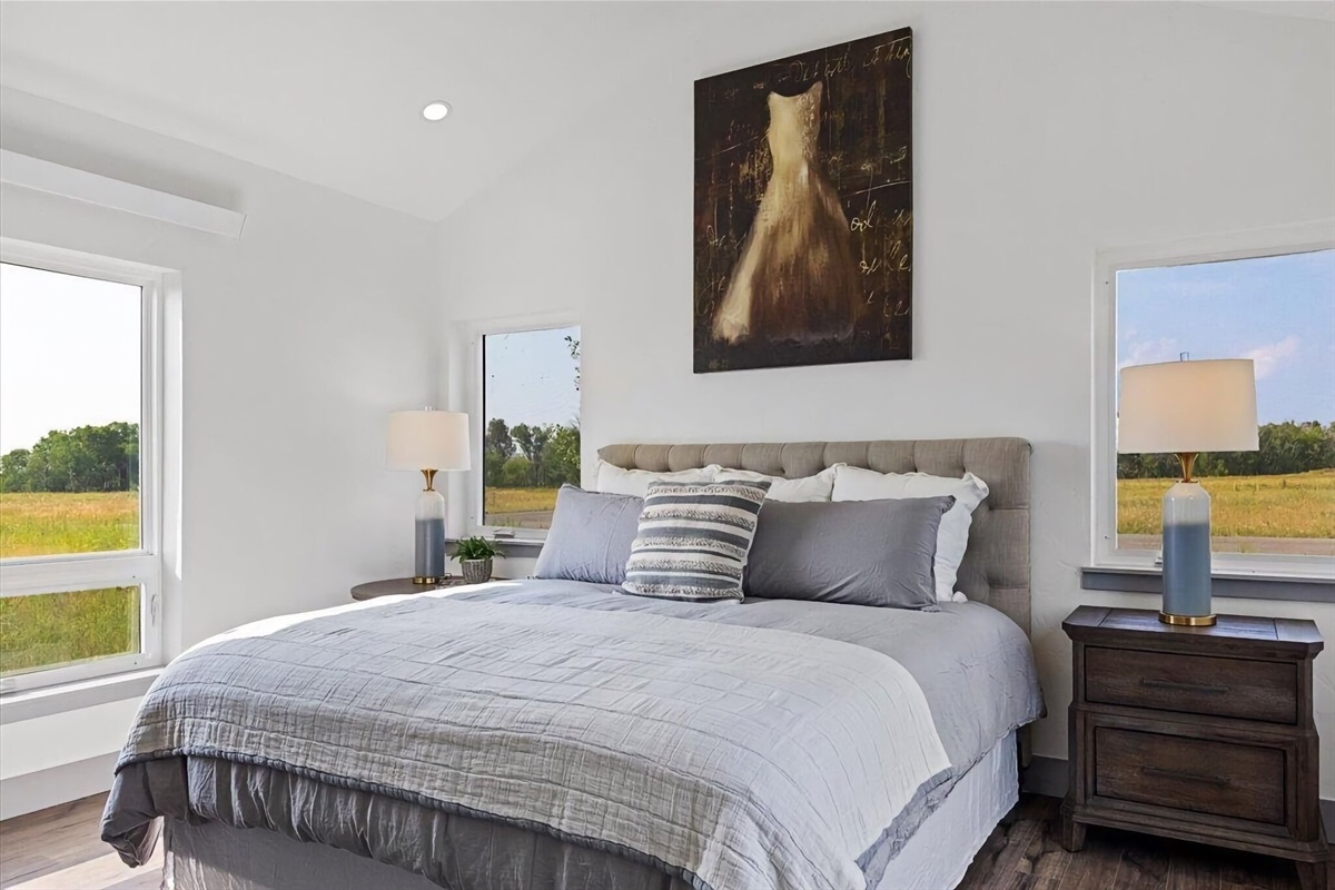 Bedroom #1 enjoys a queen bed and a large closet.