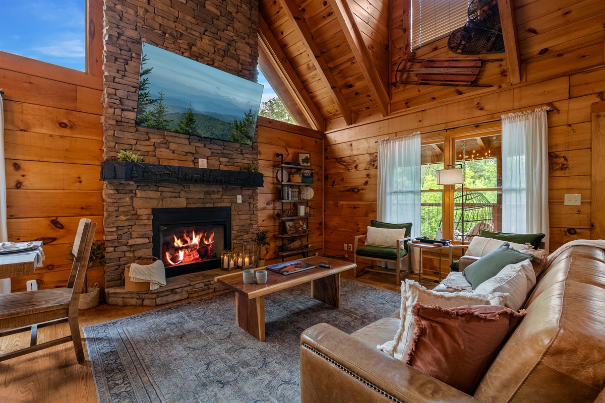 A warm and inviting gathering space where everyone can unwind after a day of adventure.