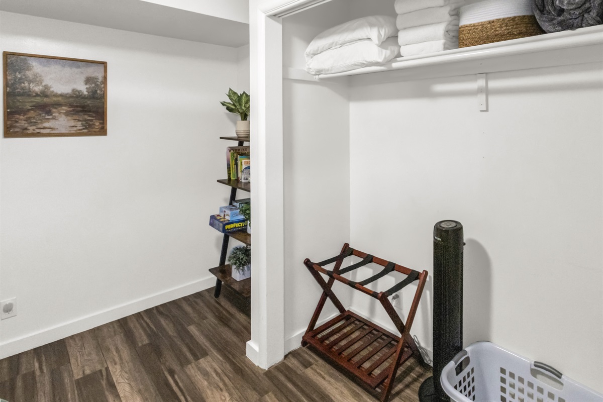 Closet and decor of second bedroom