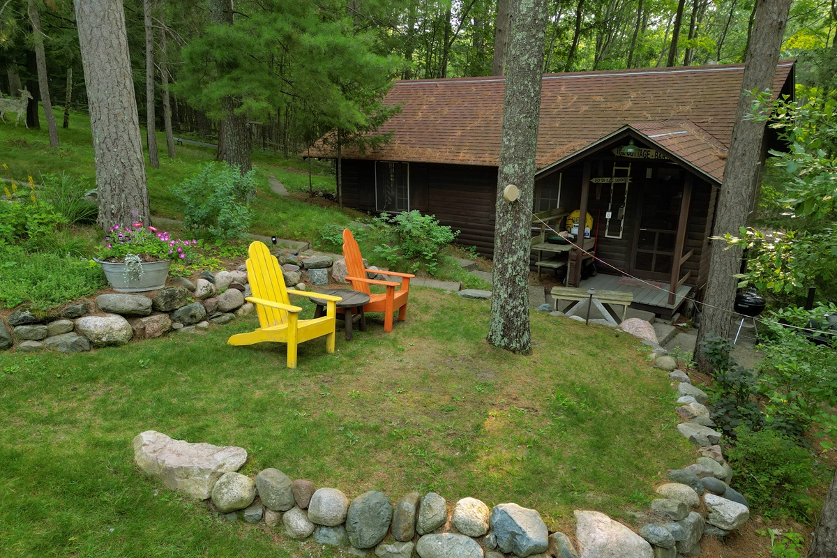 The cottage is located right across the lawn and garden from the main lodge.