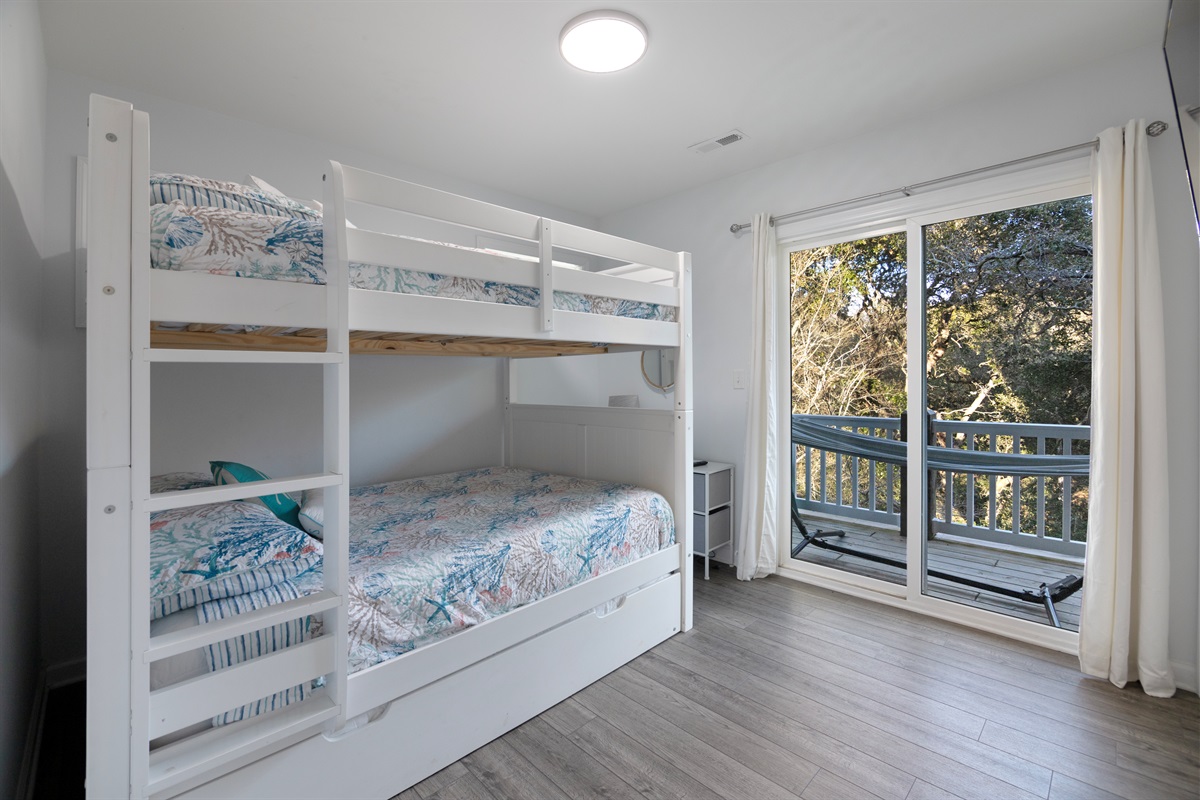 Perfect group sleeping space plus deck convenience and TV