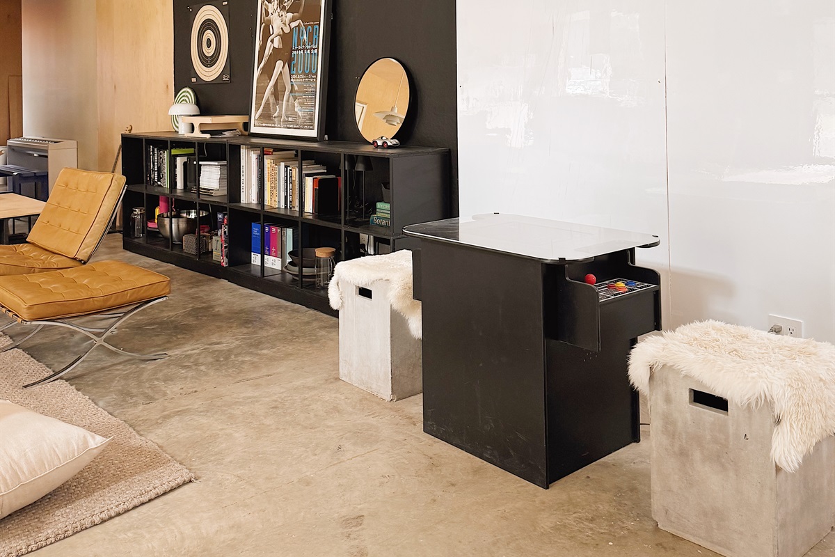Arcade table and 8'x8' whiteboard