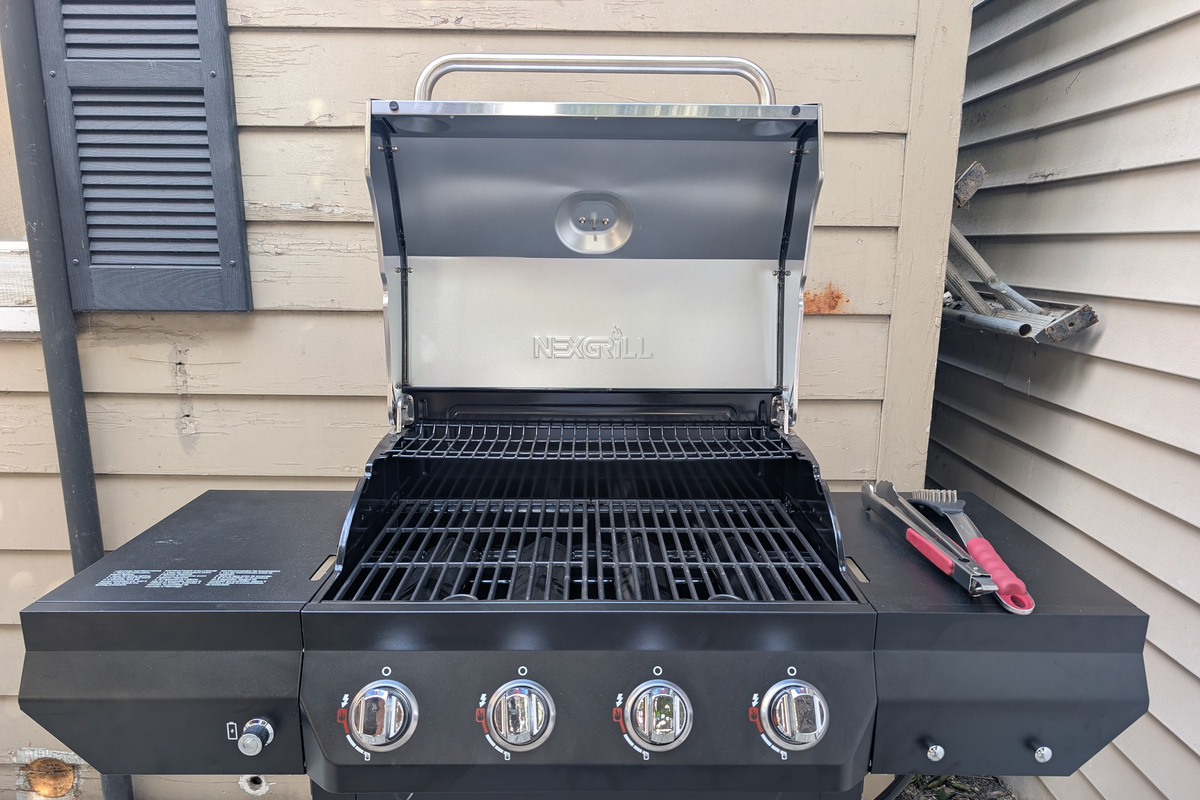 Outdoor BBQ grill for easy cookouts and outdoor dining.