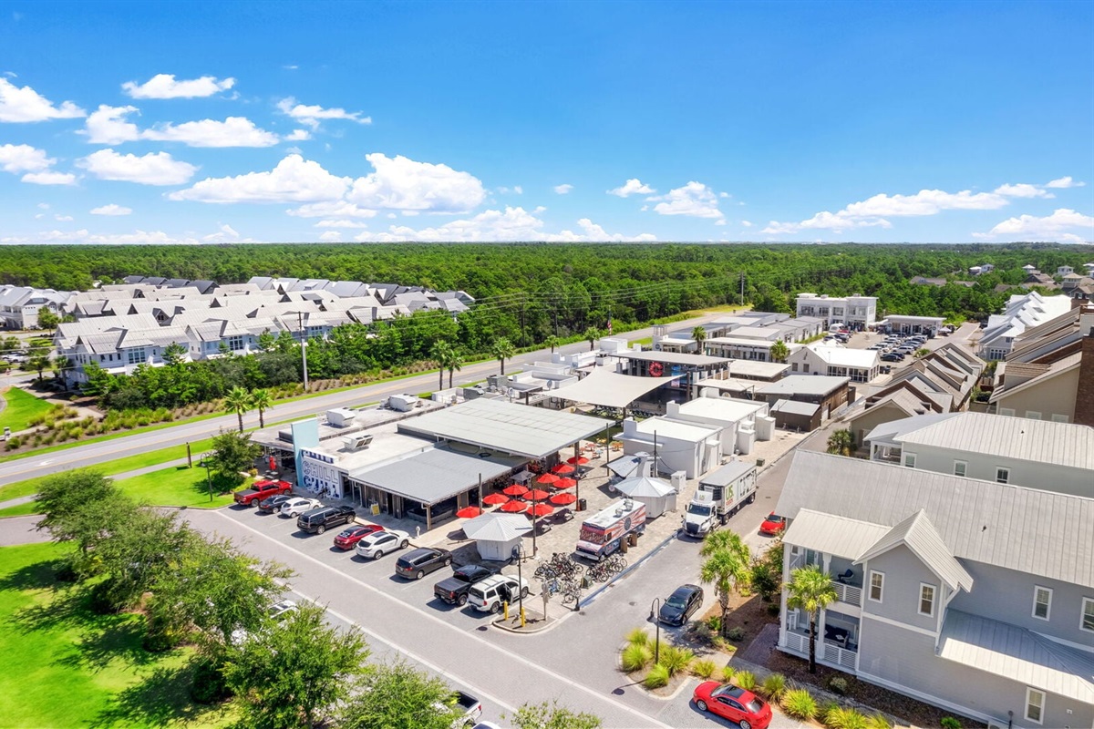 Aerial view of Prominence shops and The Big Chill.