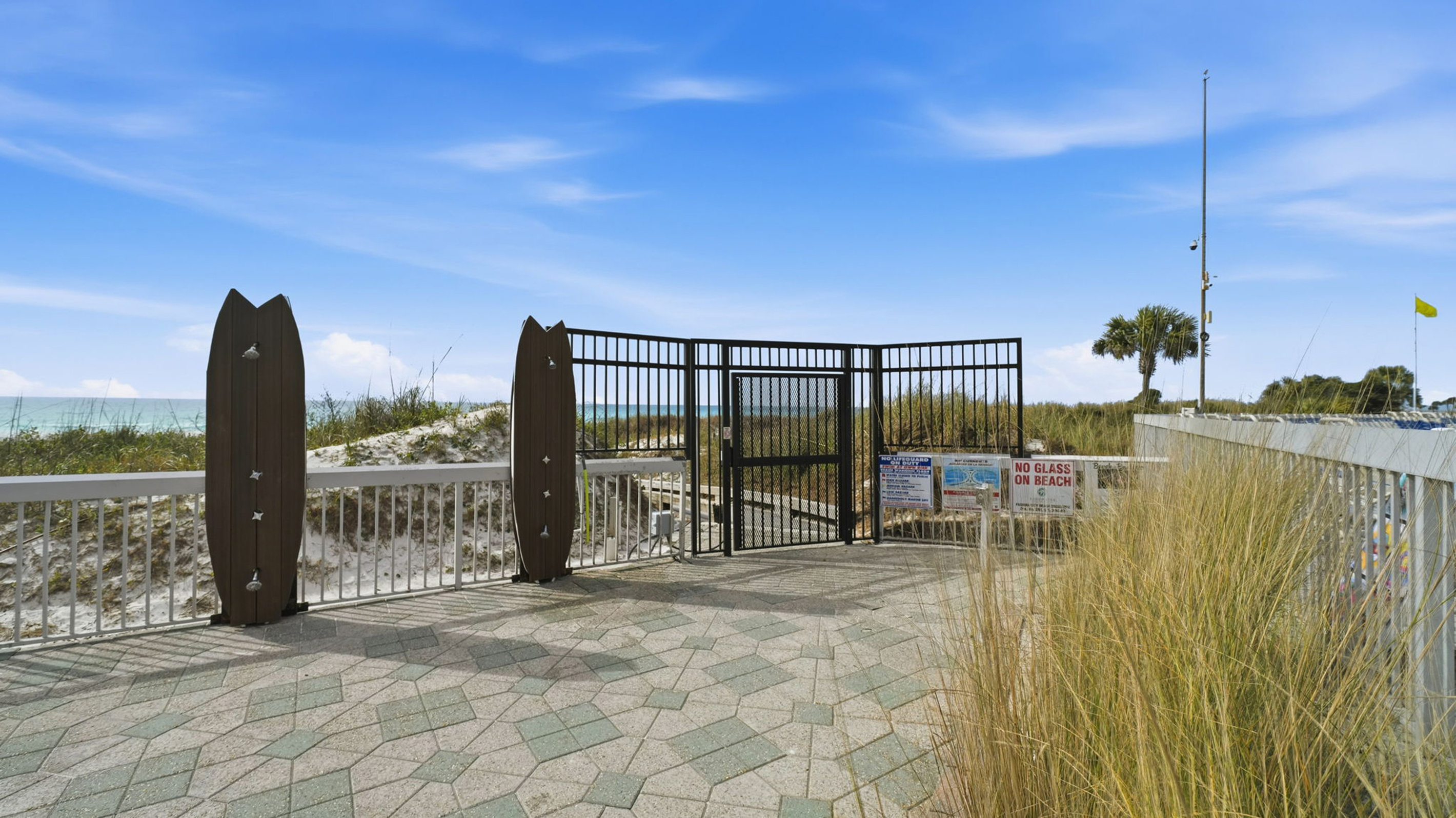 One of Edgewater's gated beach access points