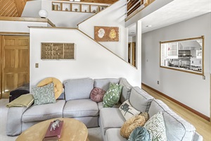 Living room with grey couch