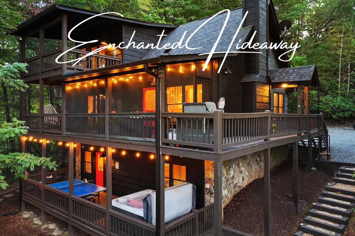 Your story begins here... Enchanted Hideaway, where rustic charm and modern luxury meet to create unforgettable family moments.