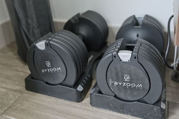 Adjustable dumbbell set available for guests who want to stay active during their stay.