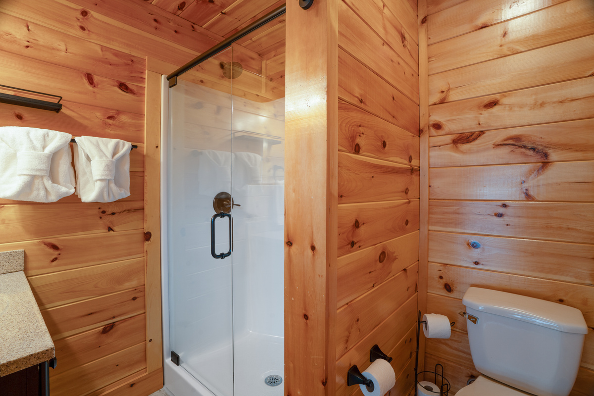Bathroom off the king bedroom downstairs