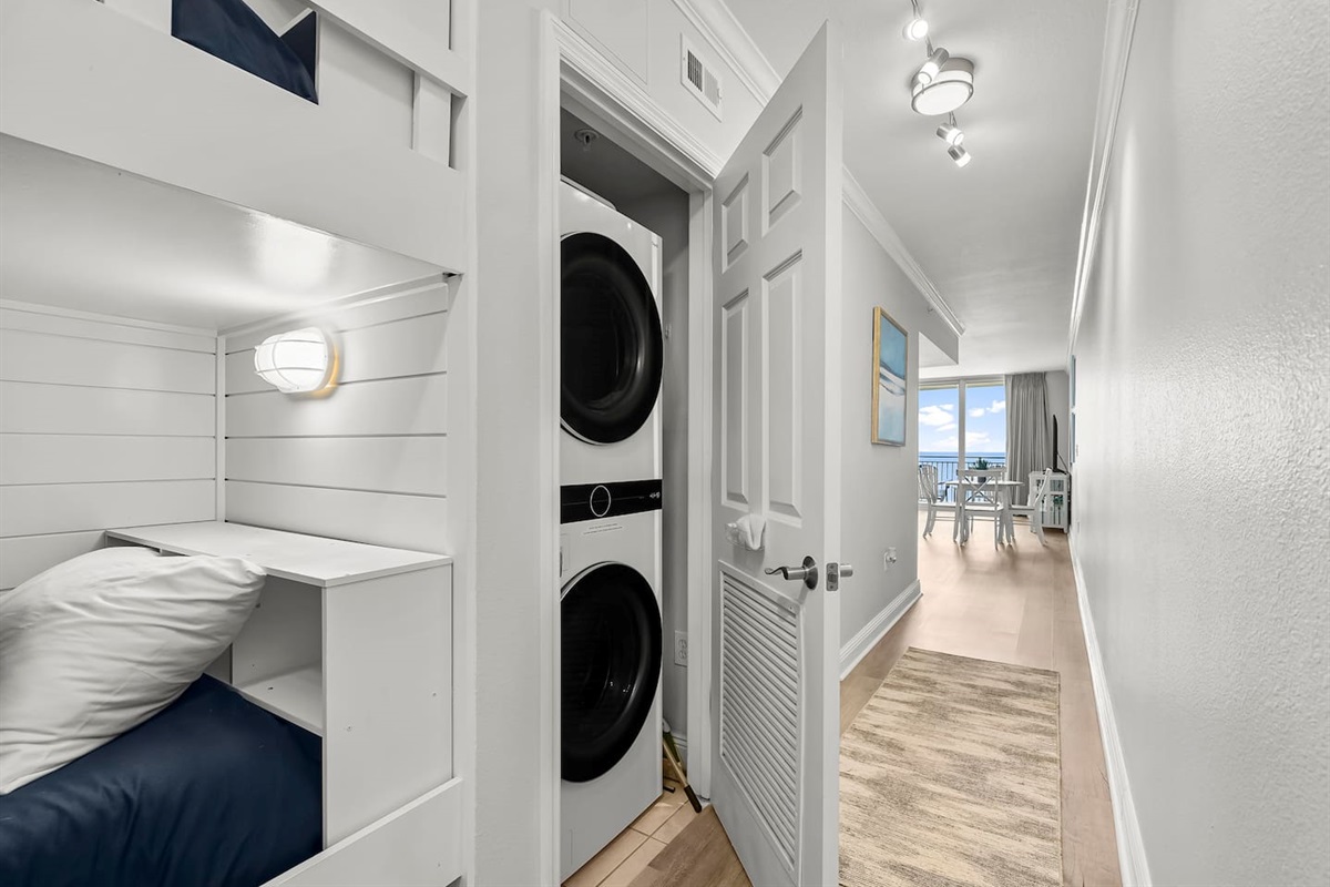 Enjoy the convenience of an in-unit washer and dryer—perfect for keeping beach towels fresh and laundry easy during your stay in our Gulf-front condo!