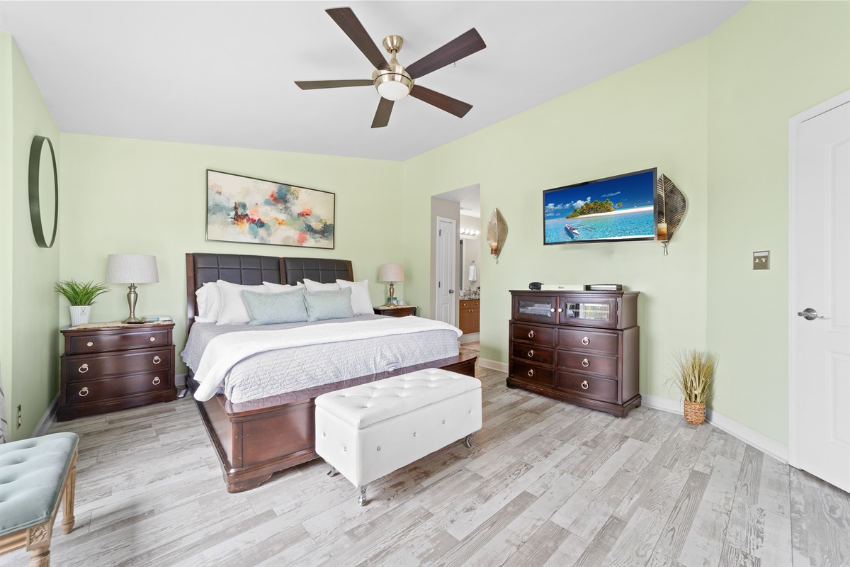 Our comfortable primary bedroom