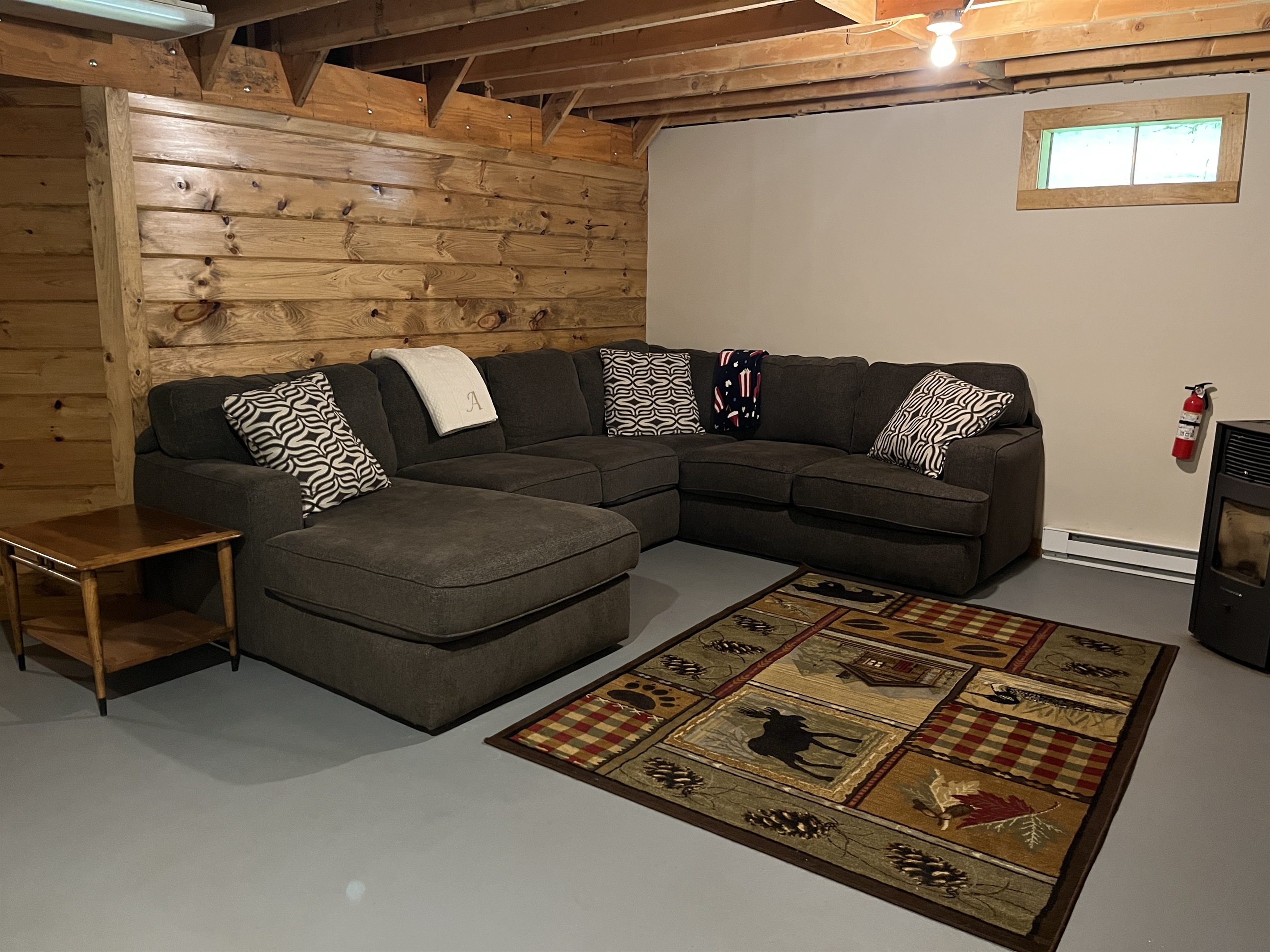 Lower level den with comfy sectional couch