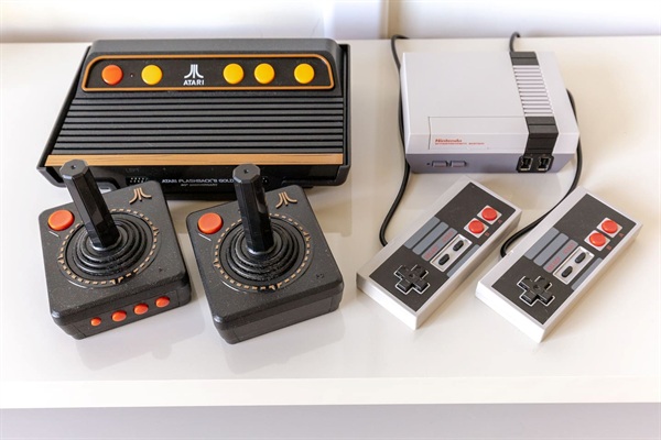 Vintage consoles in kids room