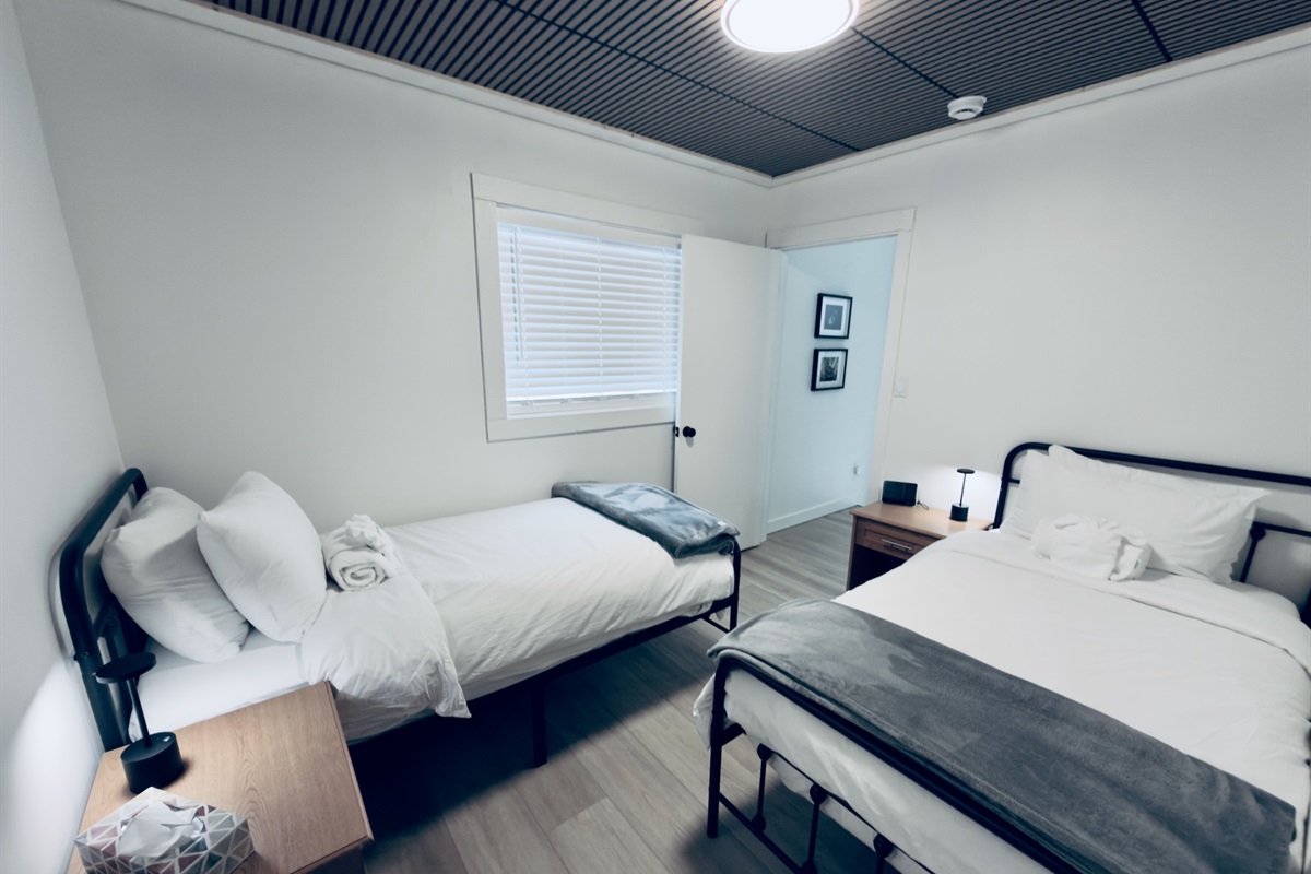 Bedroom with two twin beds — ideal for kids or friends
