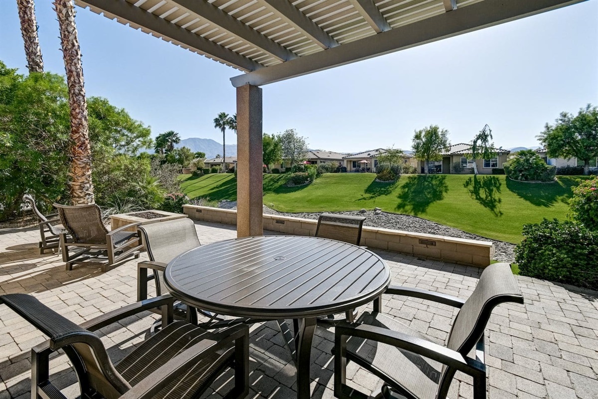 Back Patio Dining Table and Fire Pit