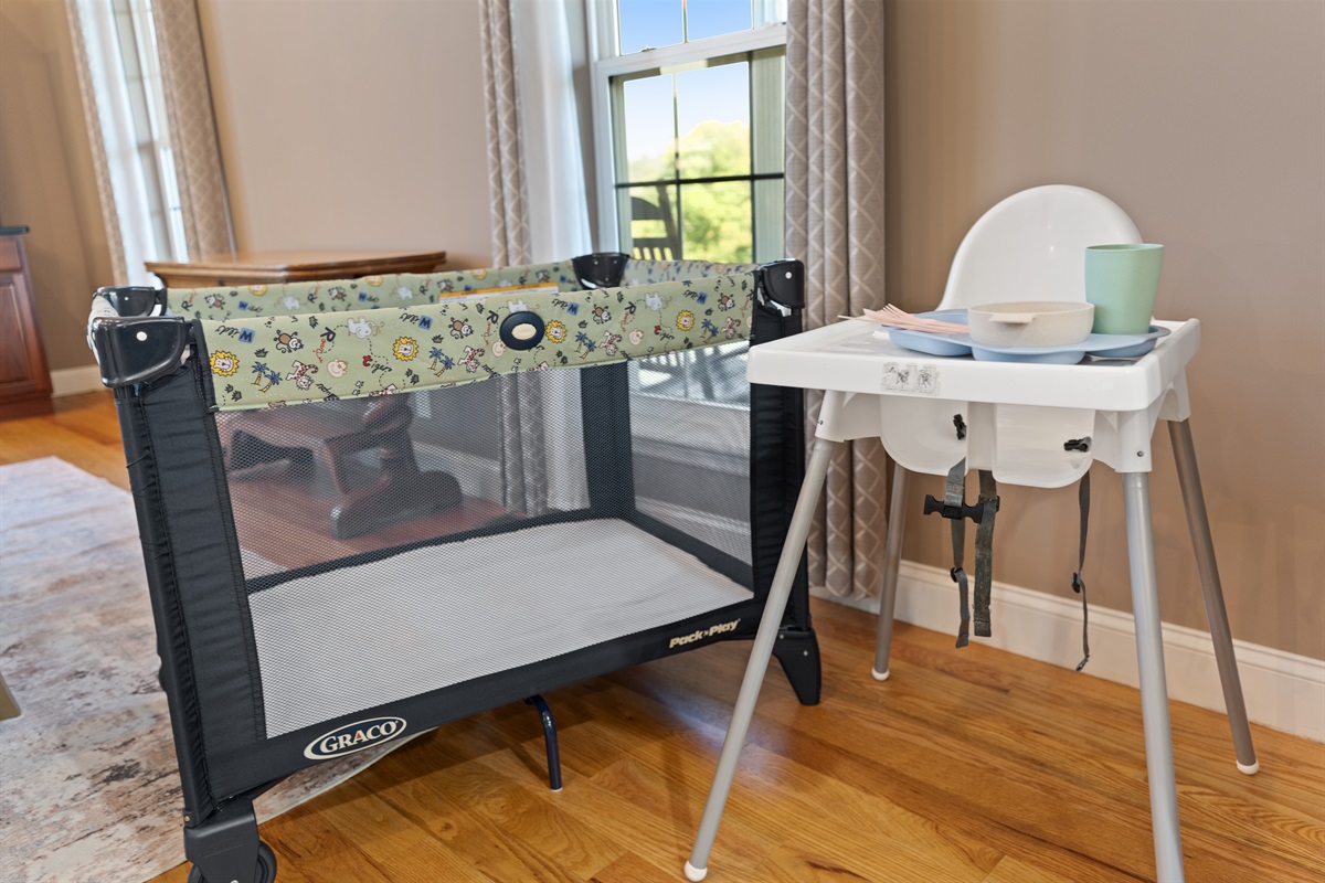 Family-friendly features included. Playpen, high chair, and baby dishes - so you can pack lighter.