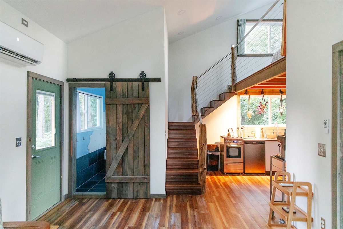 bathroom, loft stairs ans kitchen