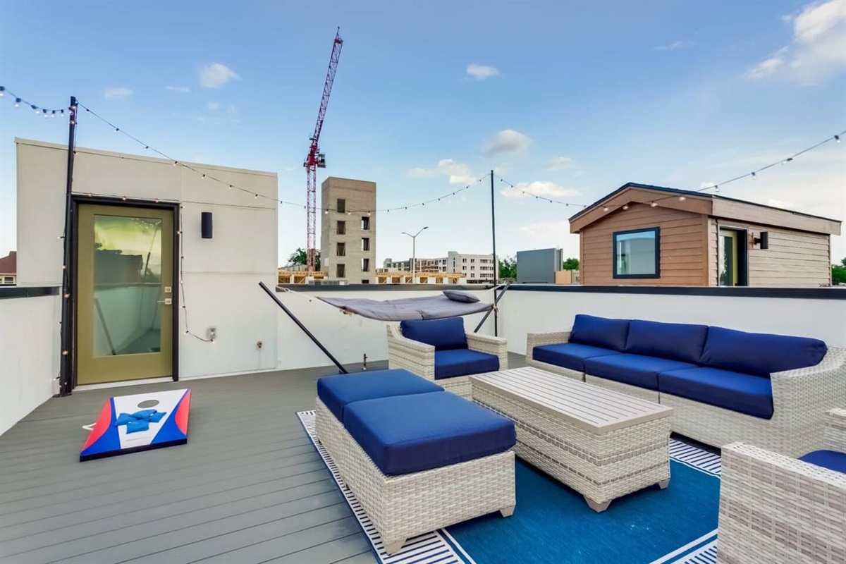 The rooftop is perfect for morning coffee and happy hour!