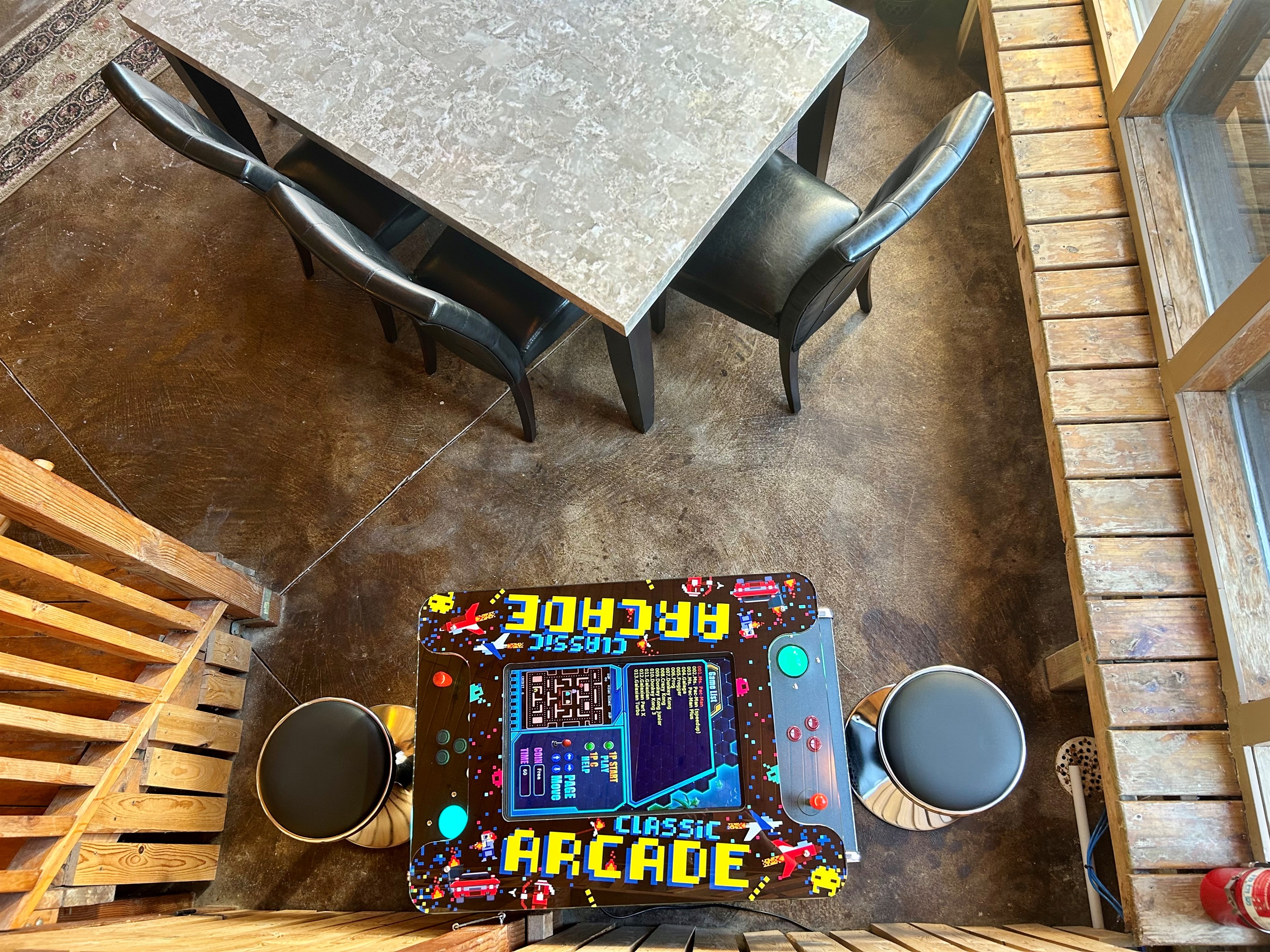 Shared Space: View looking down from stairs.