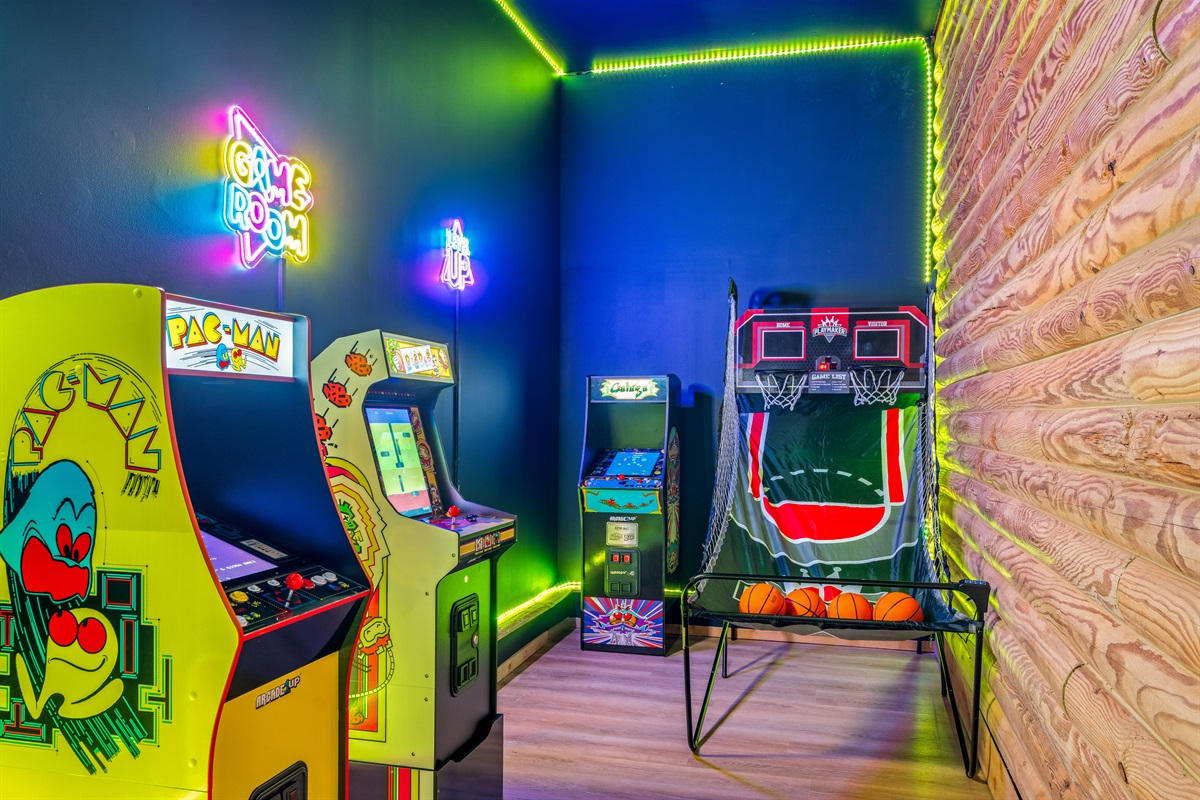 A private arcade experience, packed with retro games and an awesome setup for group trips and family stays.