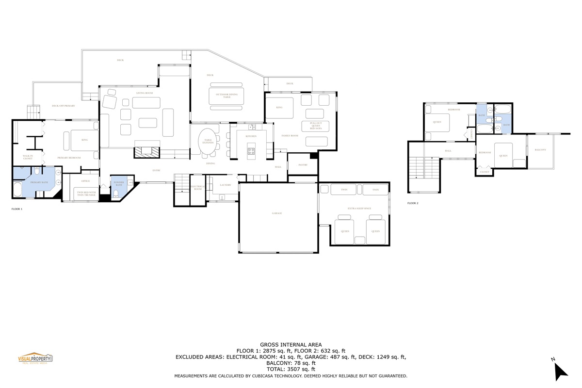 Floorplan with bed layouts