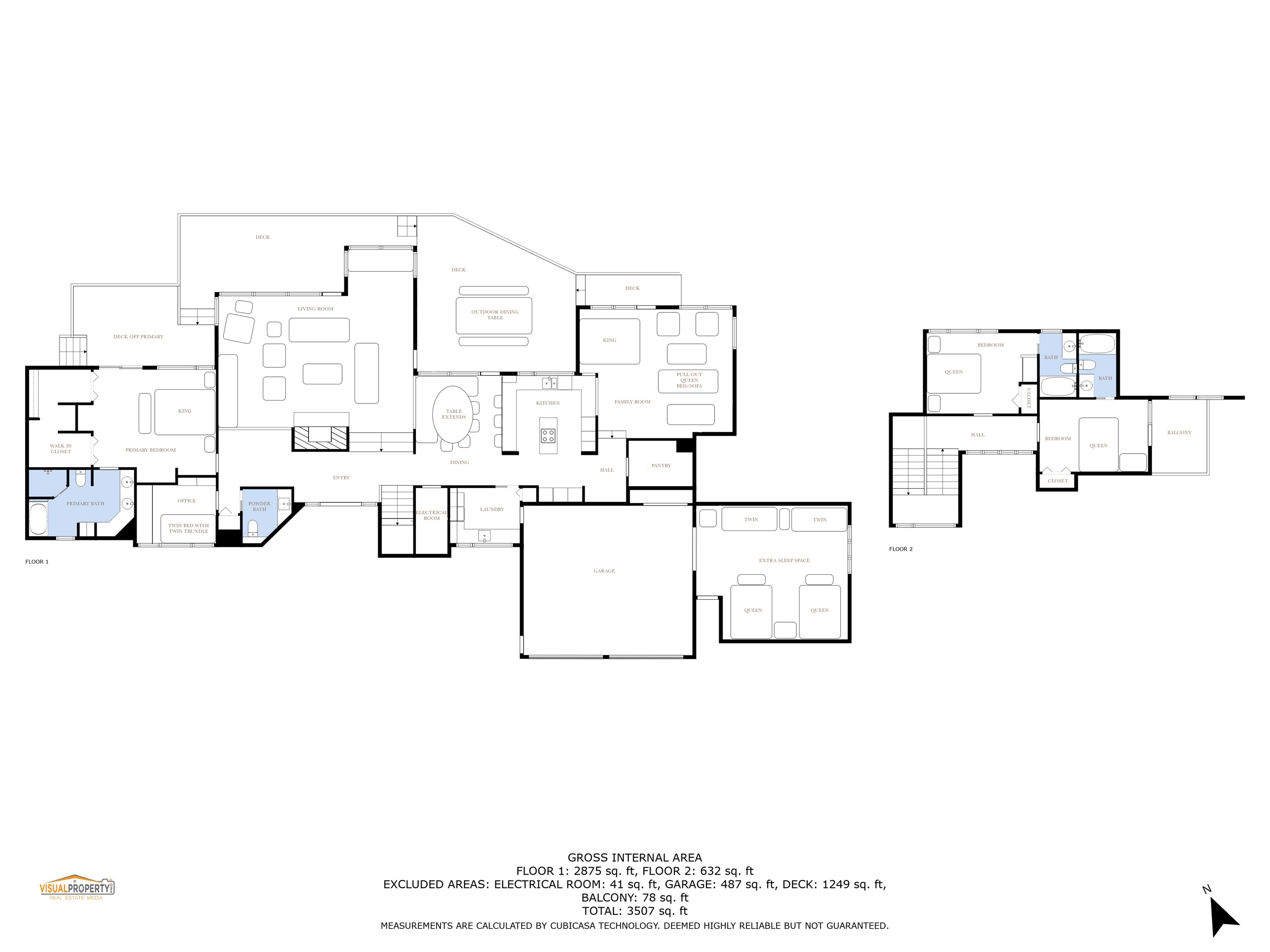 Floorplan with bed layouts