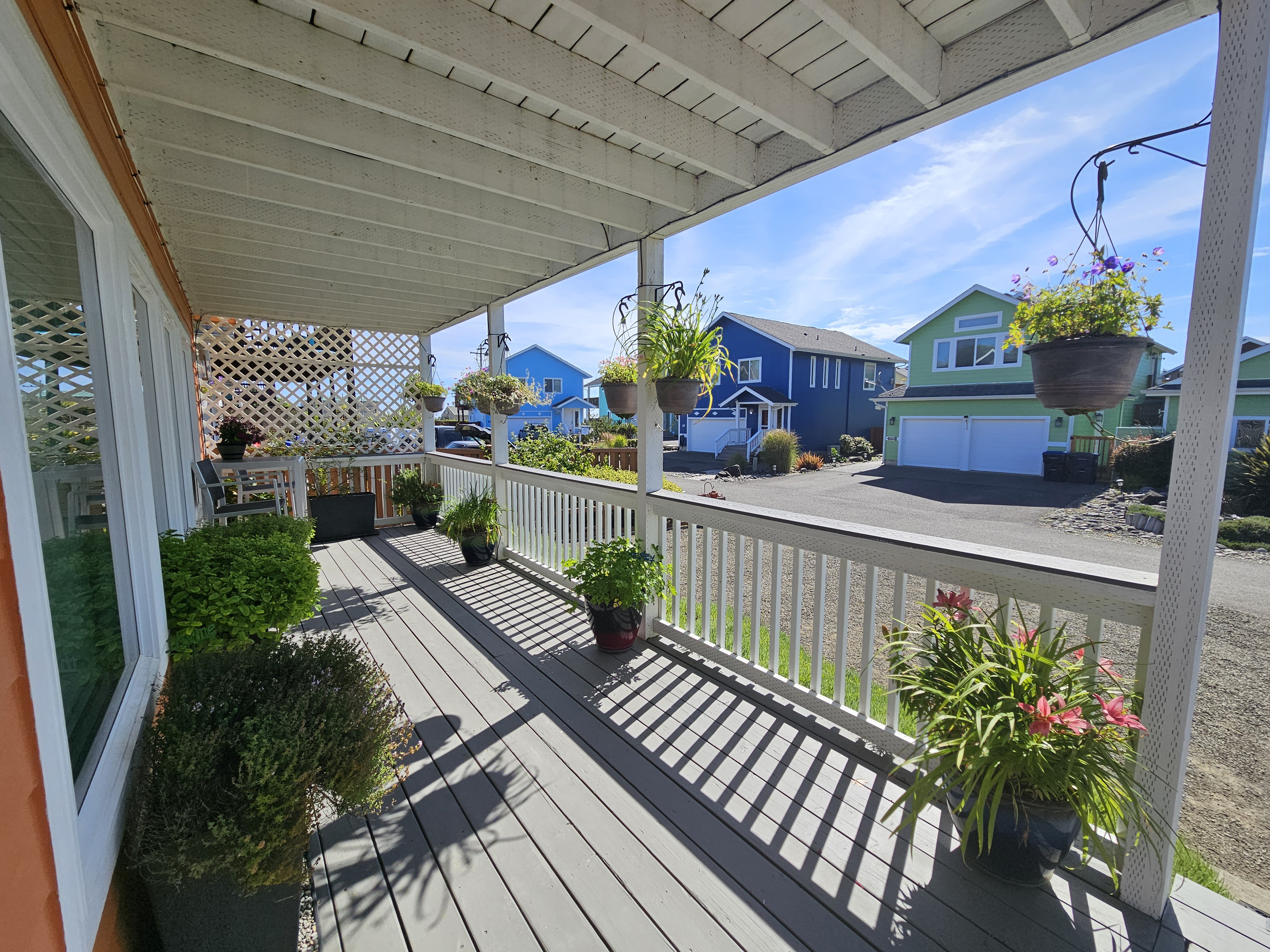 Front porch friendliness in a close knit colorful beach community.