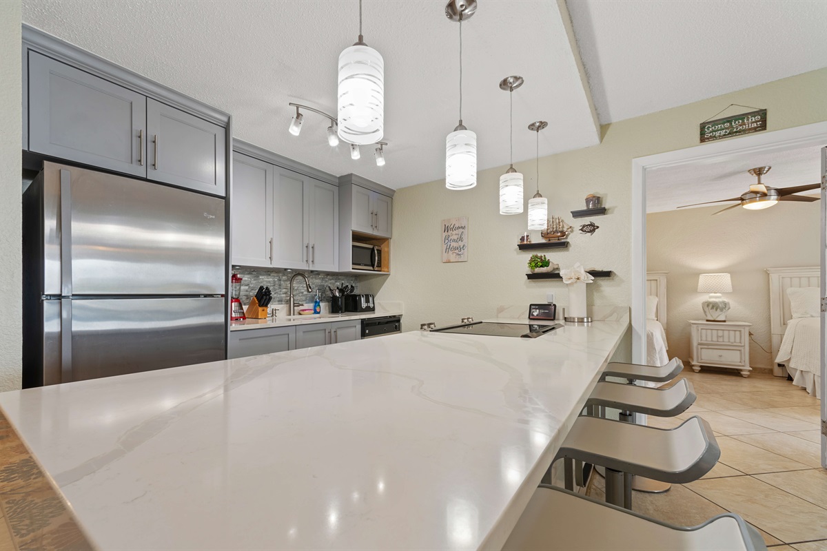 A sleek and functional kitchen&mdash;because great stays include great meals.