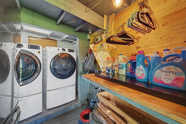 Full Laundry Room Off Back Porch Stocked With Necessity Items