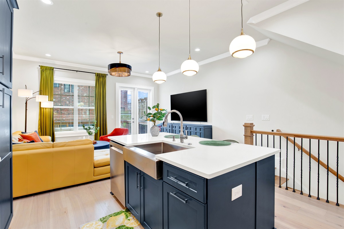 Kitchen open to living room
