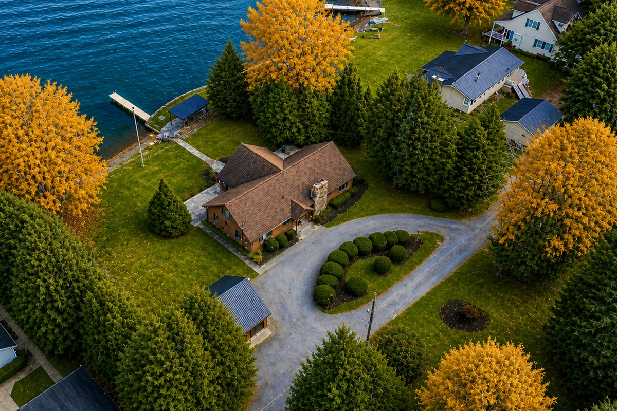 Aerial view of main house